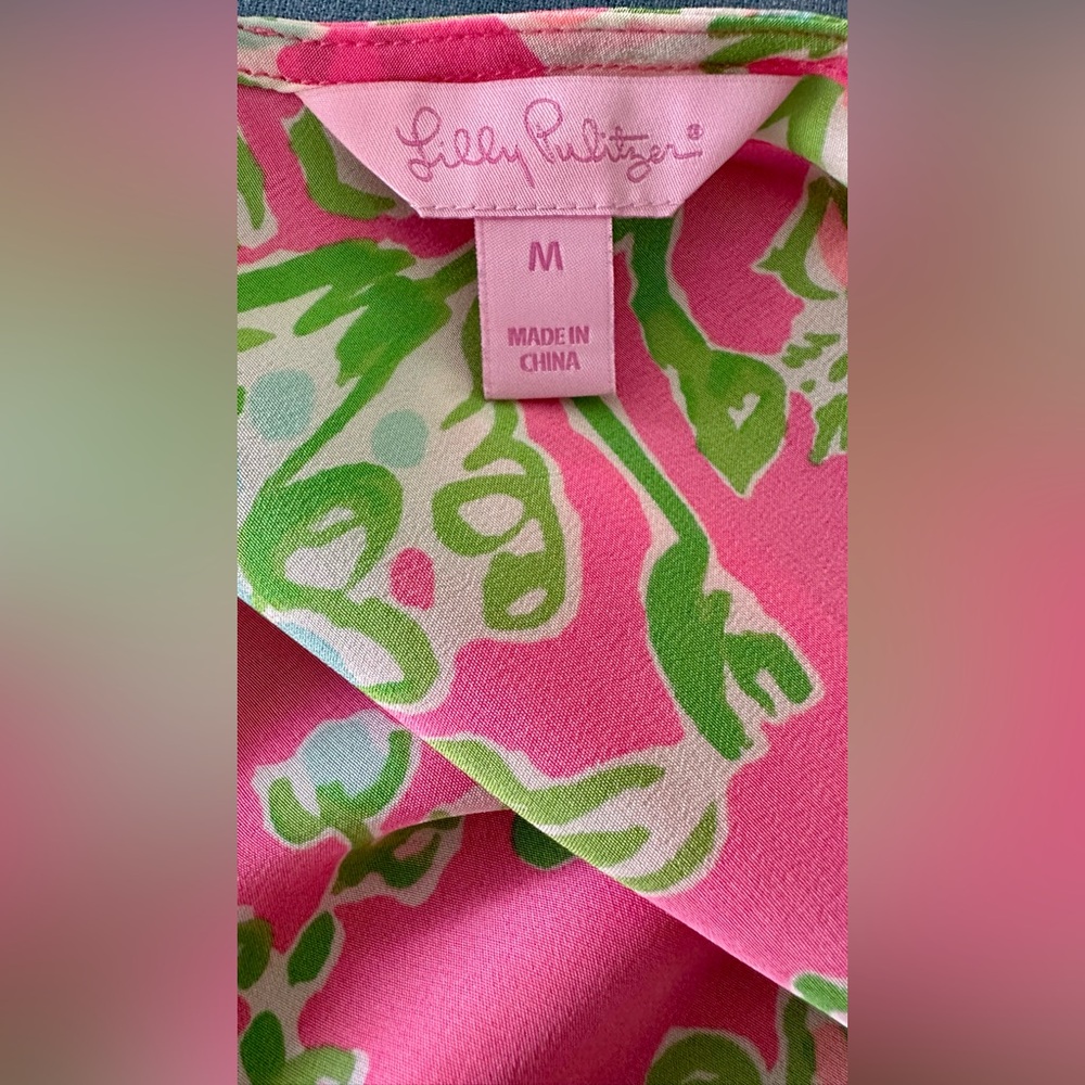 Lilly Pulitzer Pretty Pink and Green Floral Silk Camisole